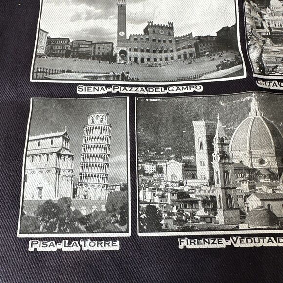 Canvas Tote Bag Scenes Of Italy Navy Blue Carry-All - Picture 10 of 11